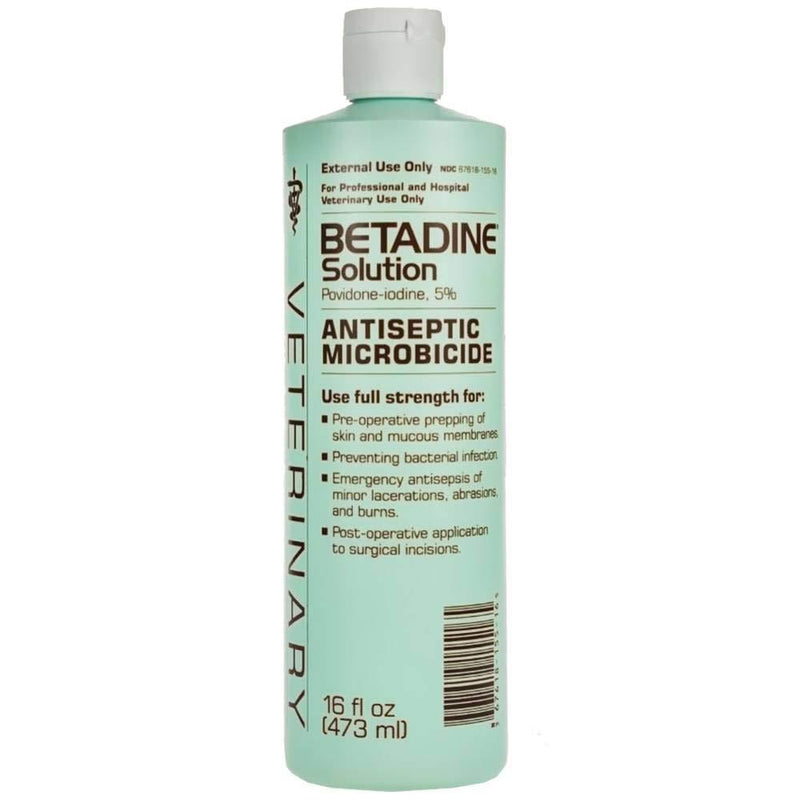 Betadine 16 oz Solution Povidone Iodine 5% Antiseptic Wound Microbicide Pre-Operative Solution Prevents Bacterial Infections - PawsPlanet Australia