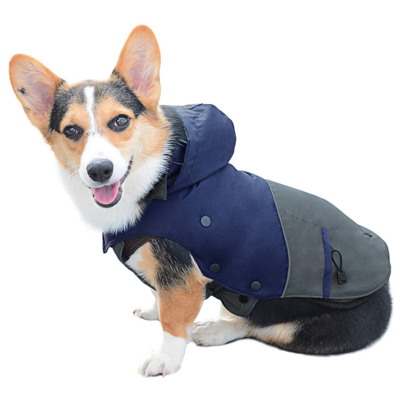 [Australia] - PETLOFT Dog Winter Jacket, Reflective Waterproof Dog Winter Coat Windproof Warm Outdoor Fleece Winter Dog Jacket with Detachable Fleece Lining S Navy Blue 