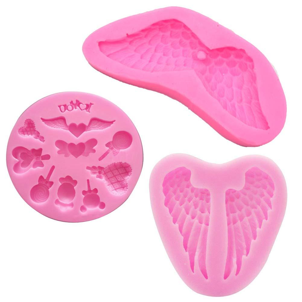 3 Pack Angel Wings Fondant Silicone Mold 3D Mini Wing Shaped DIY Cake Mold Cupcake Decoration Tool Wing C - PawsPlanet Australia