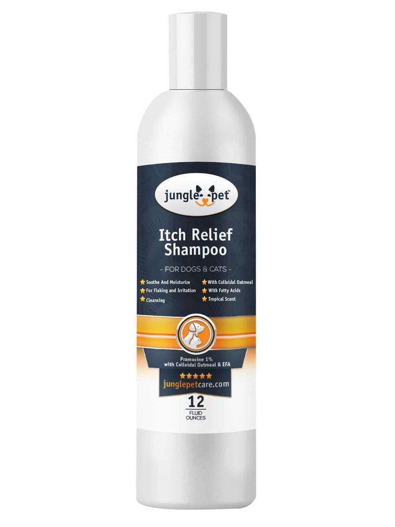 [Australia] - Jungle Pet Itch Relief Shampoo - Pramoxine - Colloidal Oatmeal & Essential Fatty Acids - Soothing, Moisturizing, Nourishing - 12oz 