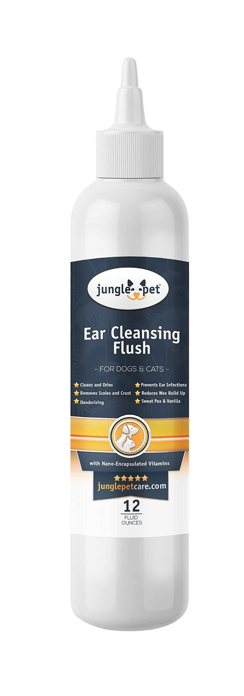 Jungle Pet Ear Cleansing Flush - Deep Cleansing, Gentle for Routine Use, REMOVES Scales & Crust - Deodorizing - Ear Cleanser - PawsPlanet Australia