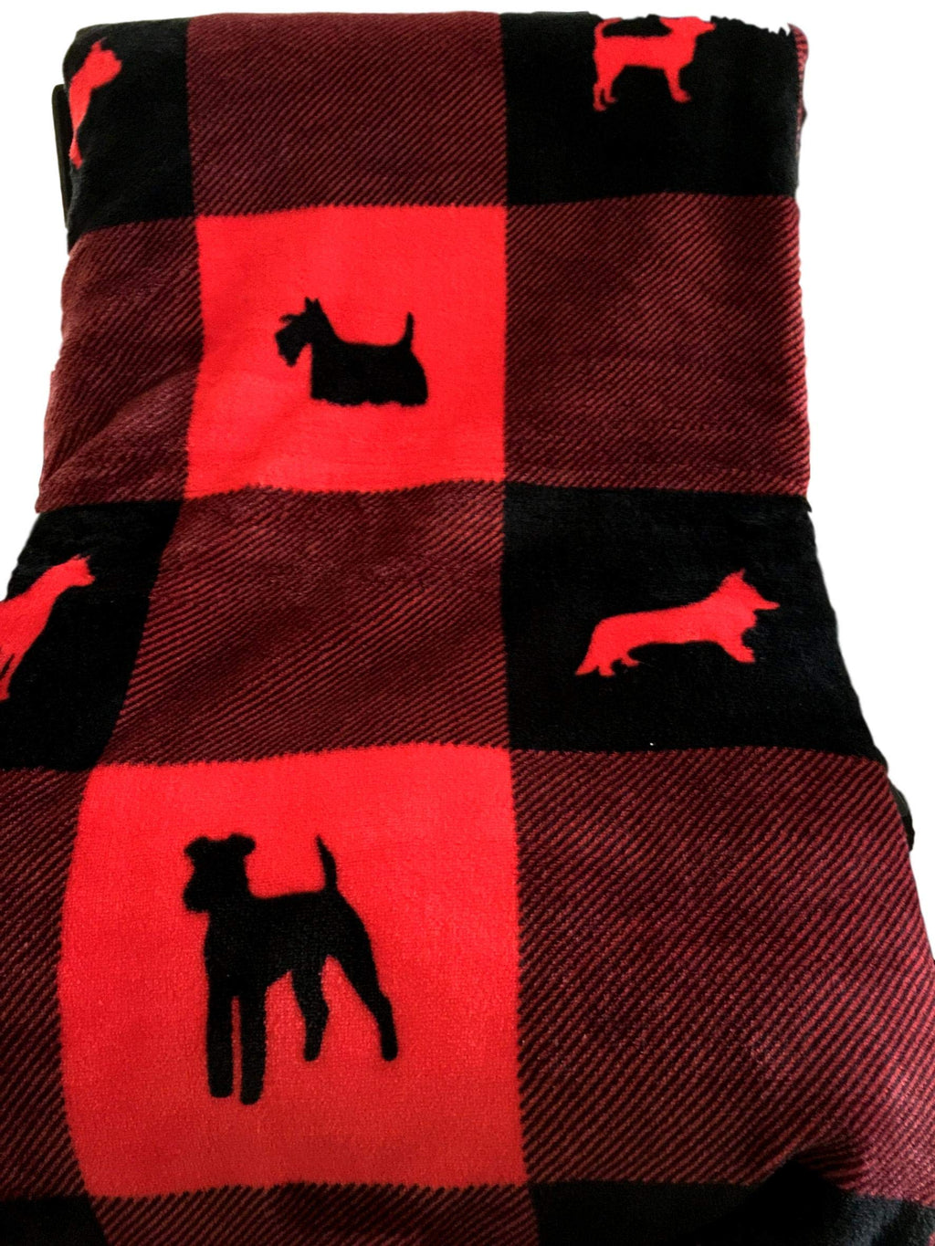[Australia] - Red and Black Check Plush Pet Throw Sherpa Lined - Dogs 