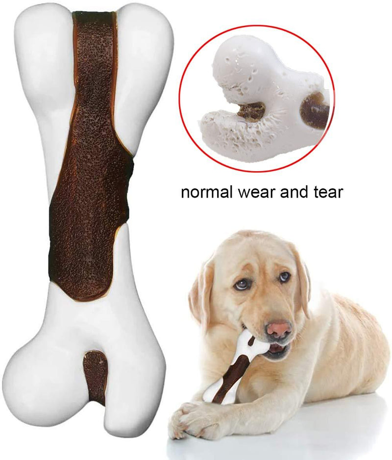 [Australia] - EETOYS Dog Chew Toys for Aggressive Chewers Nearly Indestructible Durable Tough Dog Toy with Bacon Flavored Potato Starch Edible Treat Layer Nylon Dog Bone Toy for Dogs Large 