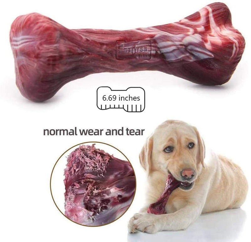 [Australia] - EETOYS Dog Chew Toys for Aggressive Chewers Tough Durable Hard Dog Toy Made with Nylon Heavy Duty Dog Toy for Puppy, Small, Medium and Large Dogs Marbled Red Dogs up to 88 lbs 