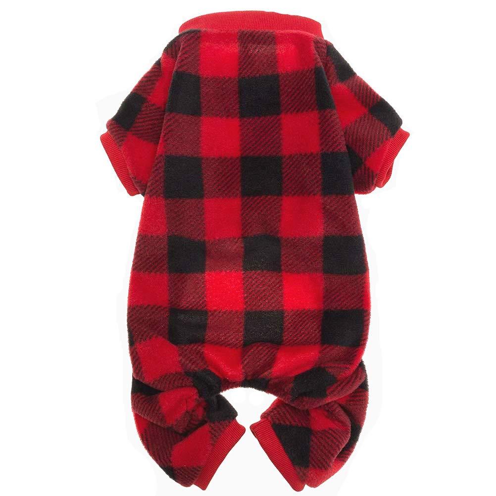 [Australia] - SCENEREAL Pet Pajamas for Dogs Red Plaid Sweaters Soft Clothes S 