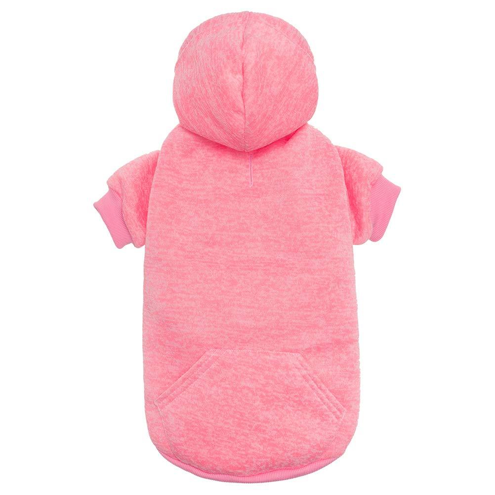 SCENEREAL Pet Dog Hoodies Knitwear Sweaters Winter Clothes with Hat and Pocket Windproof Small Pink - PawsPlanet Australia