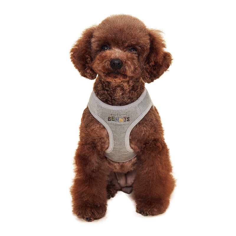 [Australia] - THE ZOOS Thezoos Bennys Basic Harness Comfortable Vest Fit Simple Size Adjustment Easy Control Soft No Pull Dog All Weather for Puppies Small Medium Dogs Small (Chest : 12.5" - 14") CorduroyGrey 