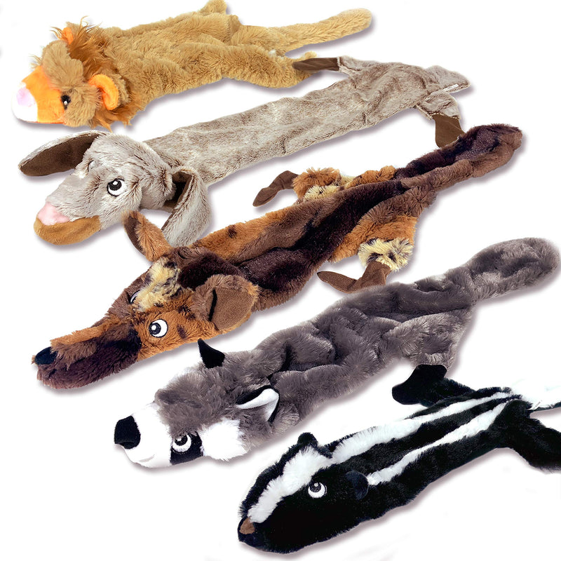 [Australia] - High Five Pets Dog Squeaky Toys - No Stuffing Dog Toys Set - No Dangerous Fluff to Chew or Swallow - 2 Squeakers - Big Plush Dog Toys for Small Dogs and Large Dogs Alike - Bulk Bundle - Pack of 5 