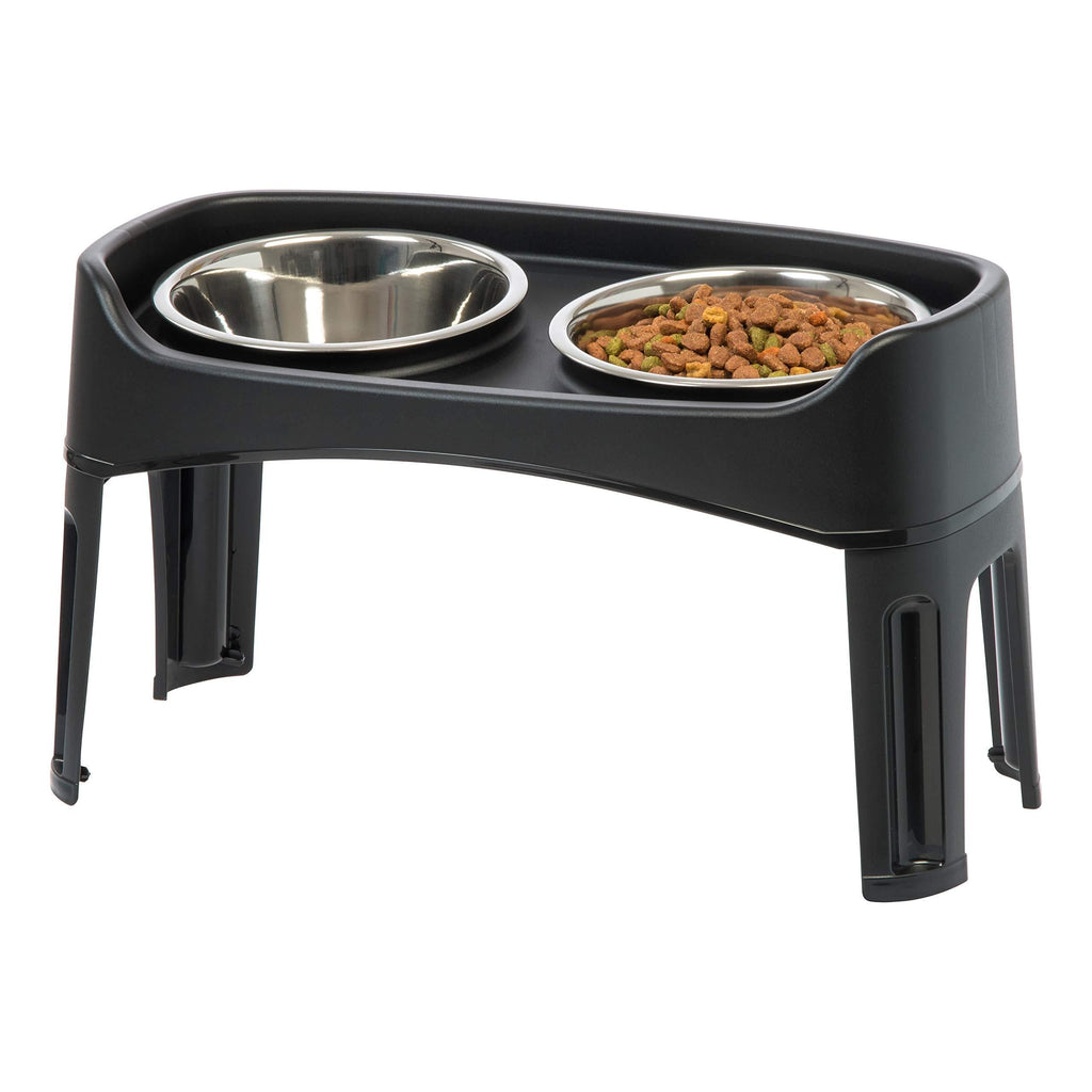 [Australia] - IRIS Pet Elevated Feeder with Stainless Steel Bowls Black Large without Storage 