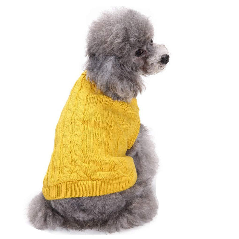 CHBORCHICEN Small Dog Sweaters Knitted Pet Cat Sweater Warm Dog Sweatshirt Dog Winter Clothes Kitten Puppy Sweater Medium Yellow - PawsPlanet Australia