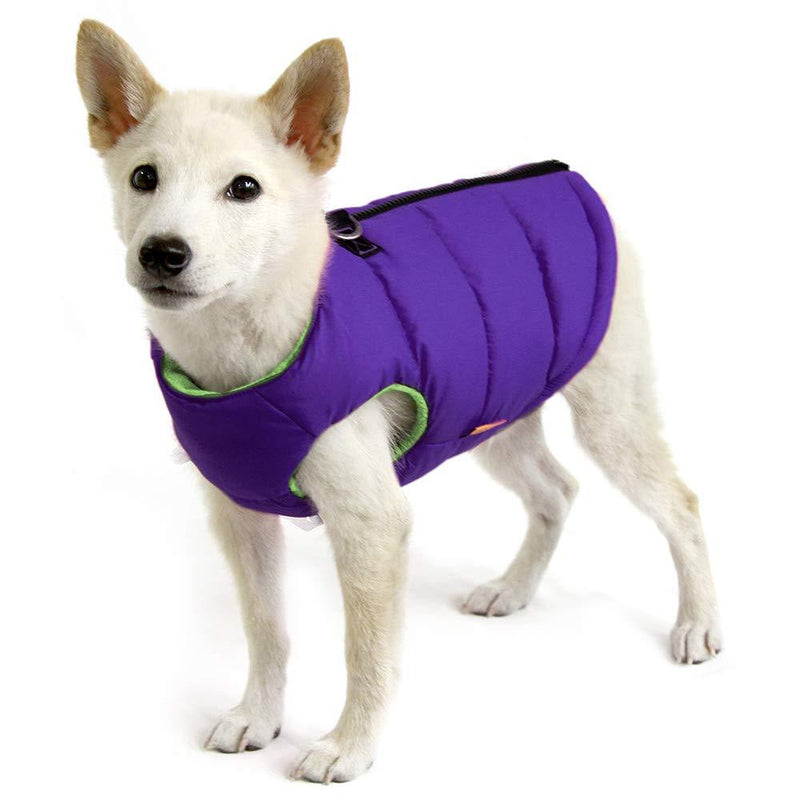 [Australia] - Gooby - Padded Vest, Dog Jacket Coat Sweater with Zipper Closure and Leash Ring Small chest (~15.5") Purple Solid 