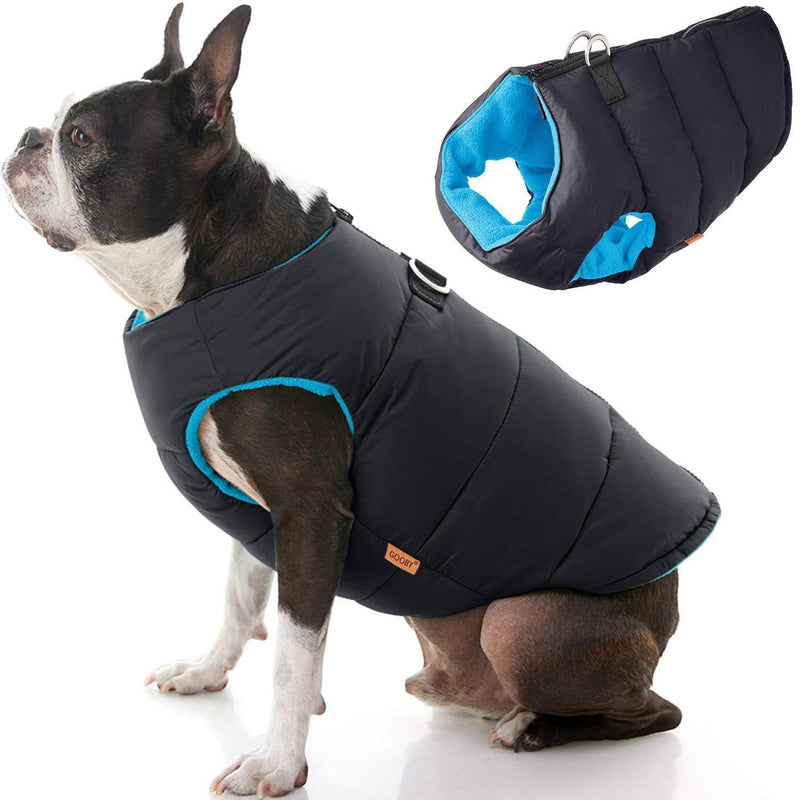 [Australia] - Gooby Padded Dog Vest - Zip Up Dog Jacket Coat with D Ring Leash - Small Dog Sweater with Zipper Closure - Dog Clothes for Small Dogs Girl or Boy for Indoor and Outdoor Use X-Small chest (~13") Black Solid 