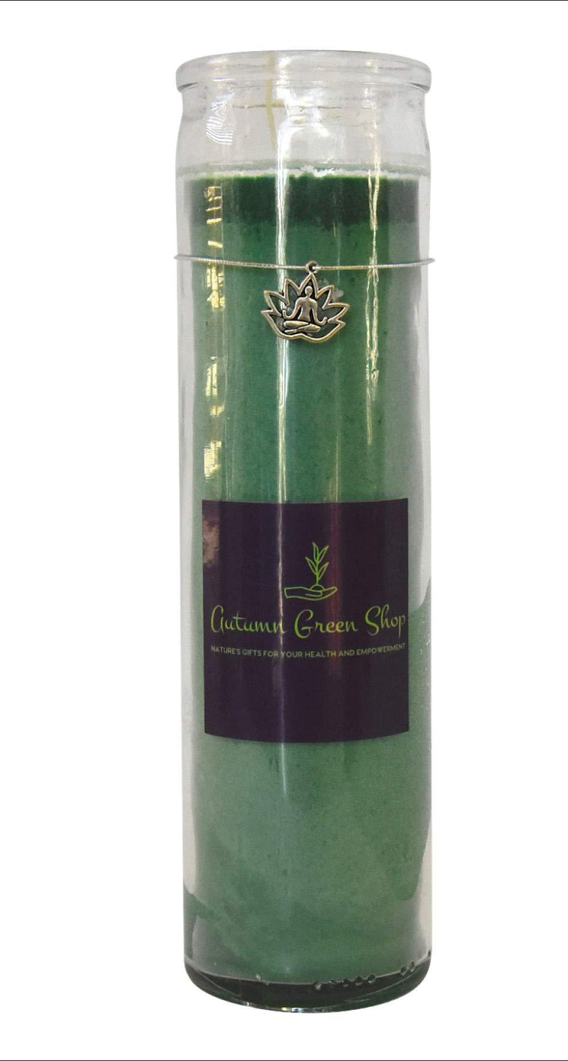 Green Candle - Lotus/Charm - Meditation, Spiritual, Yoga to Bring in Tranquility, Relieve Stress, Create Balance, Healing and Money Drawings - PawsPlanet Australia