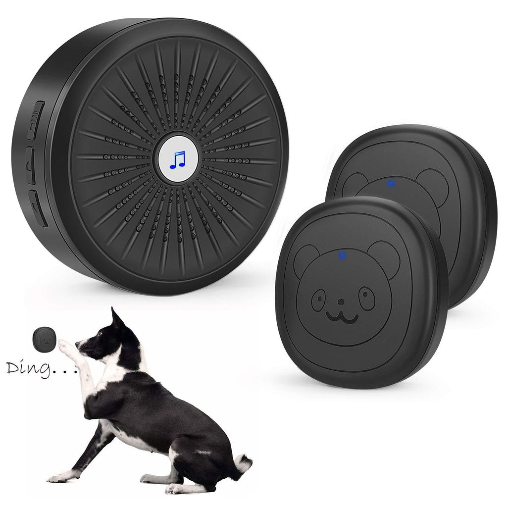 [Australia] - KISSIN Dog Door Bell with Wireless Touch Dog Bells for Potty Training and IP55 Waterproof Dog Training Door Bells Black 2 Activator 