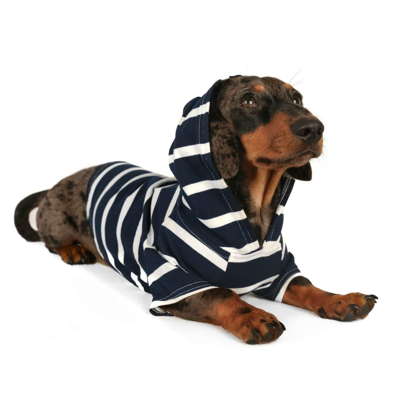 DJANGO Dog Hoodie and Super Soft and Stretchy Sweater with Elastic Waistband and Leash Portal X-Small Navy - PawsPlanet Australia