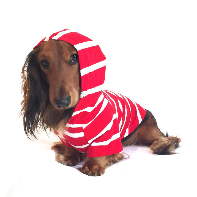 [Australia] - DJANGO Dog Hoodie and Super Soft and Stretchy Sweater with Elastic Waistband and Leash Portal Small Red 
