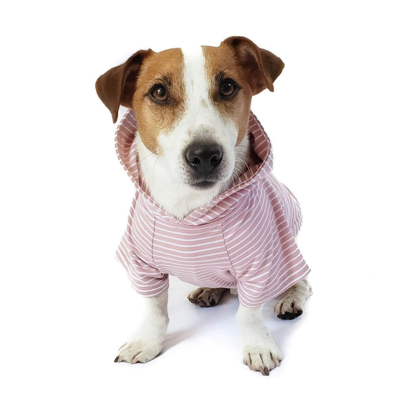 DJANGO Dog Hoodie and Super Soft and Stretchy Sweater with Elastic Waistband and Leash Portal X-Small Blush Pink - PawsPlanet Australia