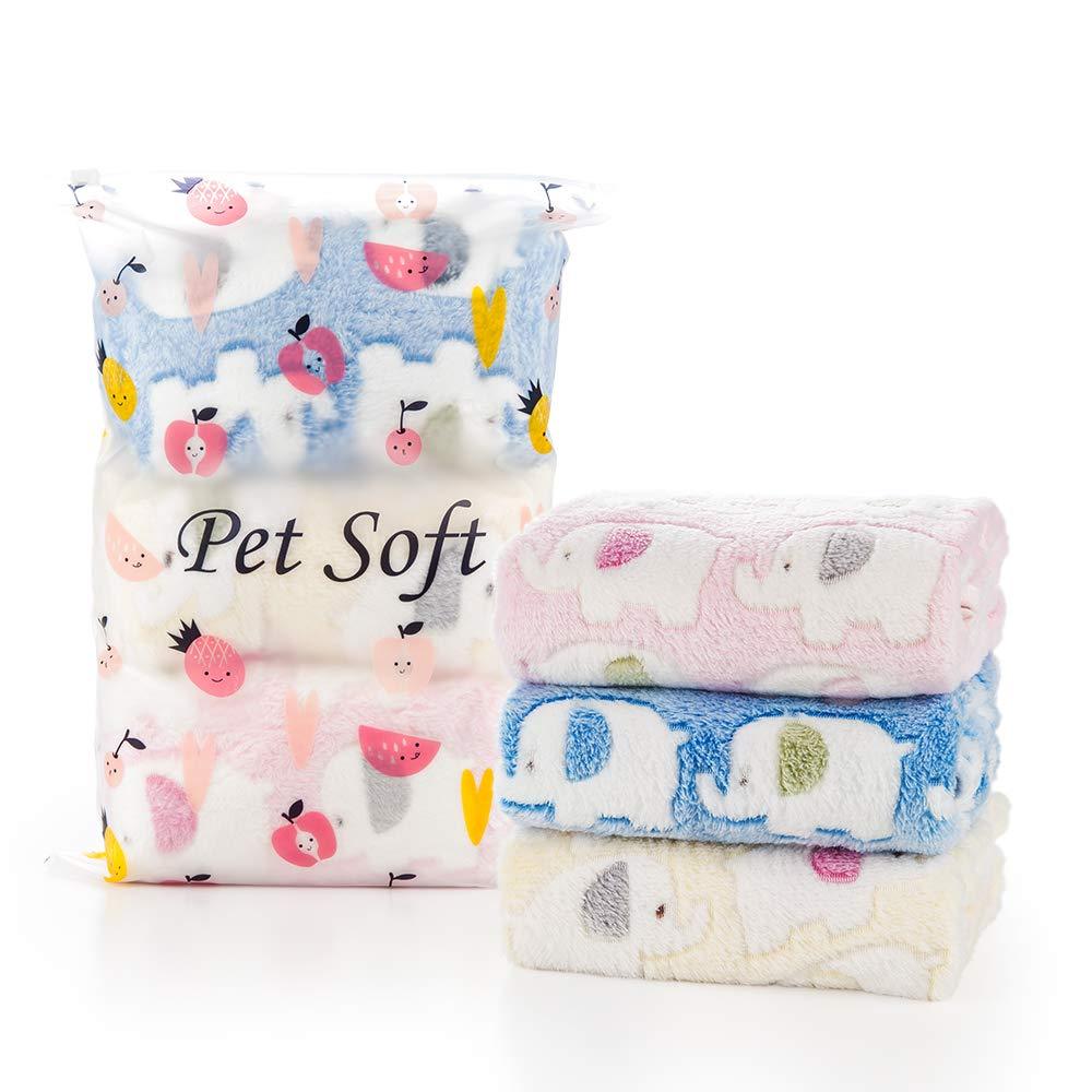 [Australia] - Pet Soft Blankets for Large Dogs, Fluffy Cats Dogs Blankets for Small Medium & Large Dogs, Cute Print Pet Throw Puppy Blankets 3 Pack L - 3pcs Elephant 3-piece 