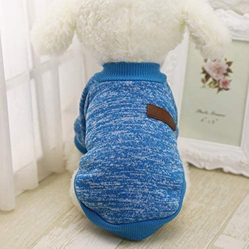 Idepet Pet Dog Classic Knitwear Sweater Fleece Coat Soft Thickening Warm Pup Dogs Shirt Winter Pet Dog Cat Clothes Puppy Customes Clothing for Small Dogs X-Small Blue - PawsPlanet Australia