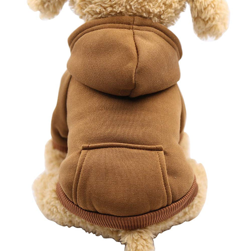 Jecikelon Winter Dog Hoodie Sweatshirts with Pockets Warm Dog Clothes for Small Dogs Chihuahua Coat Clothing Puppy Cat Custume XX-Small Coffee - PawsPlanet Australia