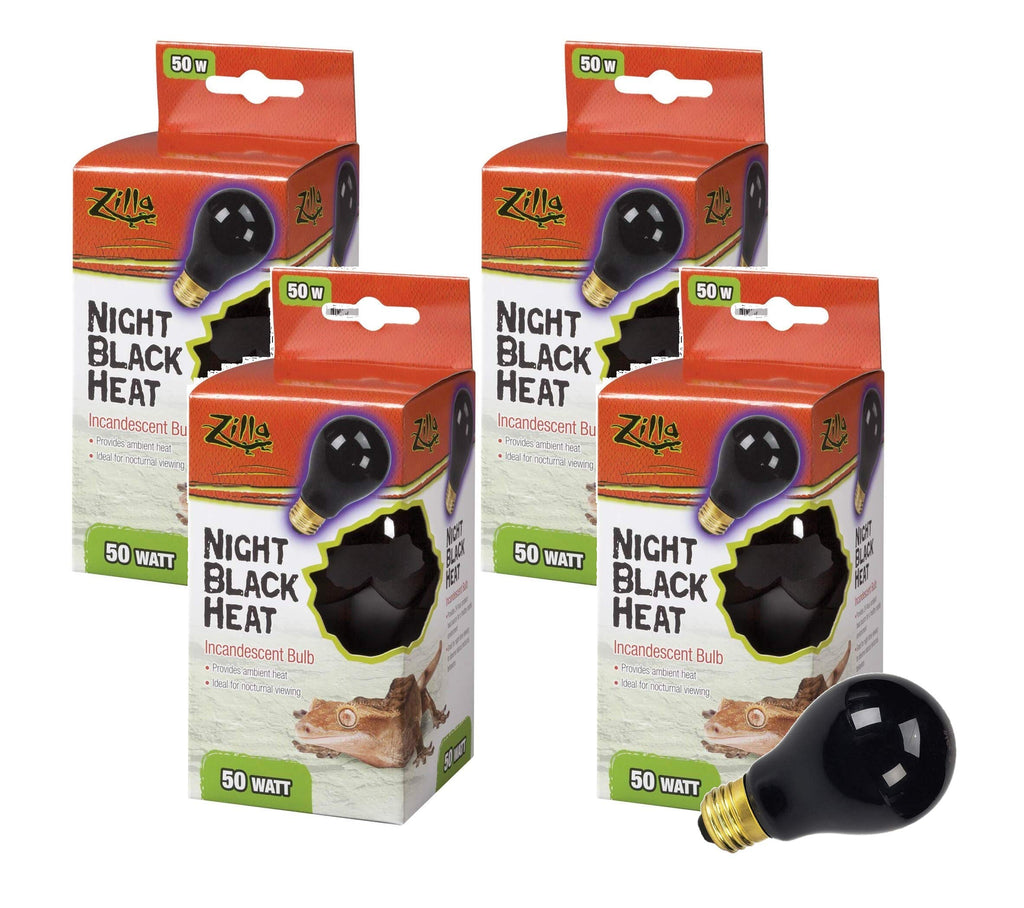 Zilla 4 Pack of Reptile Terrarium Heat Lamp Incandescent Bulbs, Night Black, 50W - PawsPlanet Australia