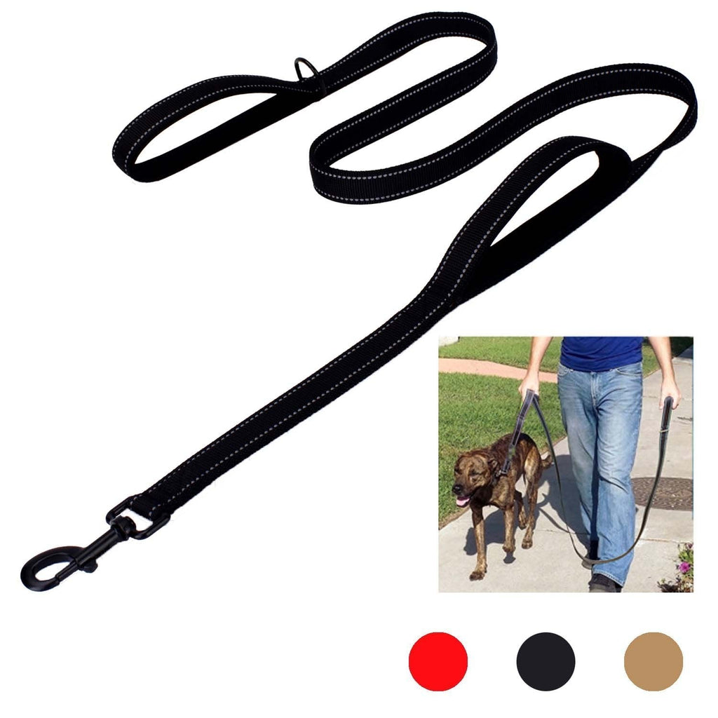 [Australia] - Bacoby 3M Reflective Dog Leash 5ft Long with Traffic Padded Handle, Dog Training Leash Heavy Duty, Double Handle Lead for Greater Control Safety Training, Perfect for Large or Medium Dog Black 