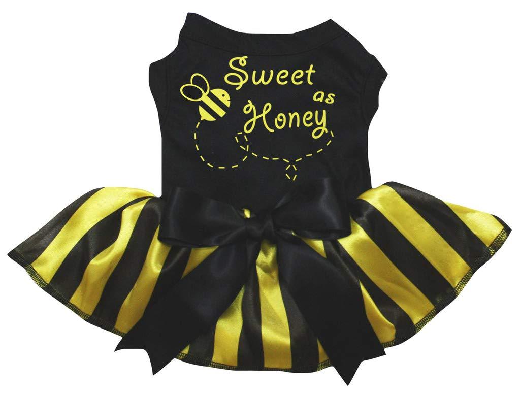 [Australia] - Petitebella Little Bee Black Shirt Black Yellow Striped Tutu Puppy Dog Dress Medium Sweet As Honey 