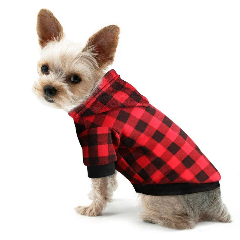 Blaoicni Plaid Dog Hoodie Sweatshirt Sweater for Medium Dogs Cat Puppy Clothes Coat Warm and Soft XS - PawsPlanet Australia