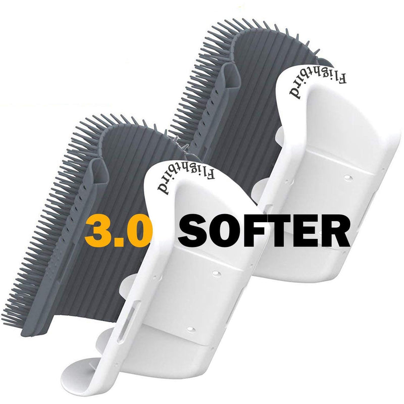 [Australia] - 3.0 SOFTER Cat Self Groomer with Catnip, Dog Cat Corner Groomer,Wall Corner Scratcher Comb,Grooming Brush, Perfect Scratch Tool for Long & Short Fur Cats/Dogs/Horses (2 Pack Grey) 