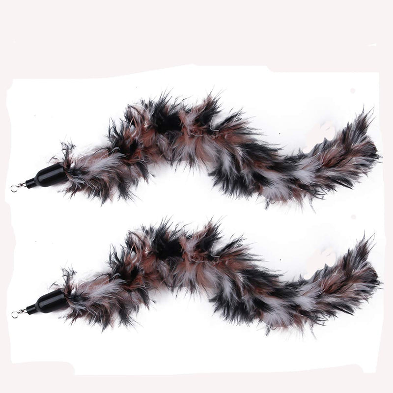 [Australia] - ZoyPet 2,3 Pcs Retractable Cat Toys Interactive Refill Replacement Feather Attachments Pack Furry Tail Butterfly Dragonfly Fish Mouse Caterpillar Birds Feathers for Kitten Cats, 21 Variety Styles CT15 11-Brown Long Feather 2 Pack 