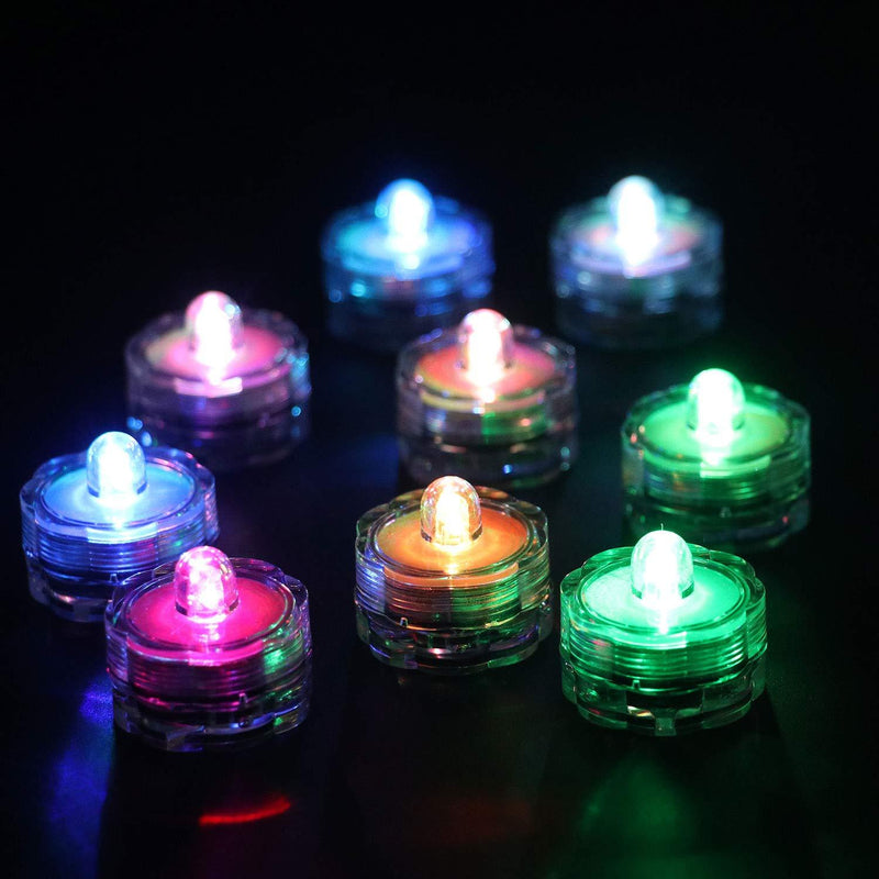 Set of 12 Submersible Led Light, Waterproof Underwater Wedding Tealight, Multi-Color Changing Light, Batteries Included Rgb-color Changing - PawsPlanet Australia