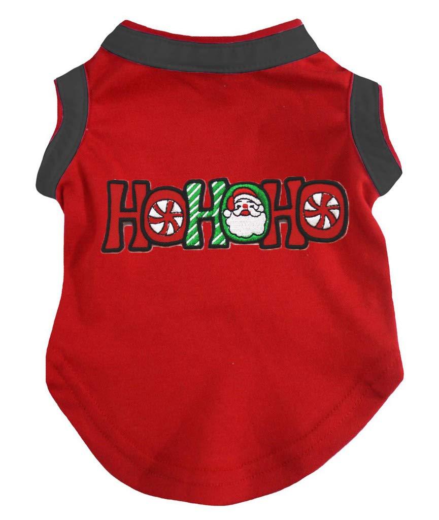 [Australia] - Petitebella Santa Claus Hohoho Red Cotton Shirt Puppy Dog Clothes Large 