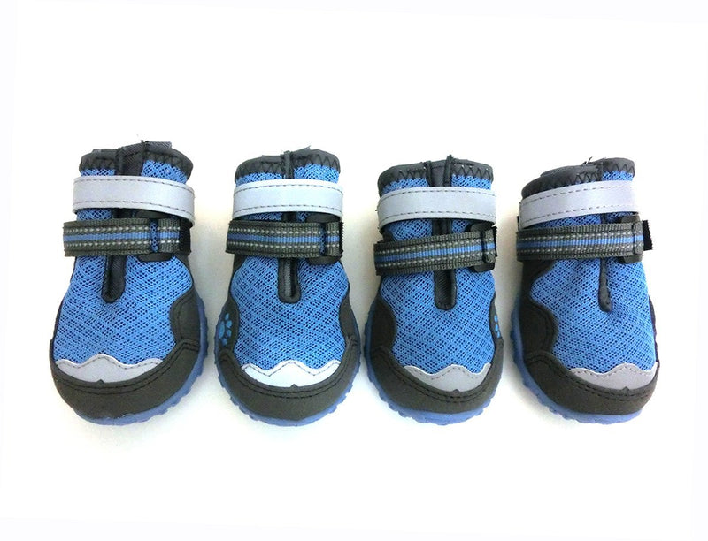 [Australia] - Xanday Breathable Dog Boots, Mesh Dog Shoes, Paw Protectors with Reflective and Adjustable Straps and Wear-Resisting Soles,4pcs 5 Blue 