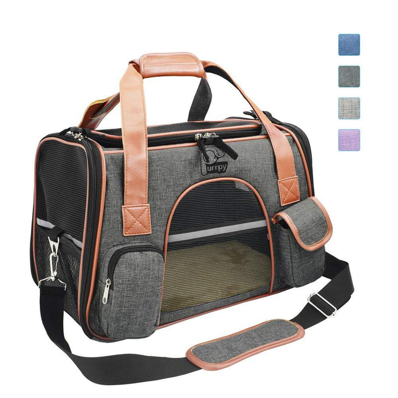 [Australia] - Premium Pet Carrier Airline Approved Soft Sided for Cats and Dogs Portable Cozy Travel Pet Bag, Car Seat Safe Carrier Medium Deep Grey 