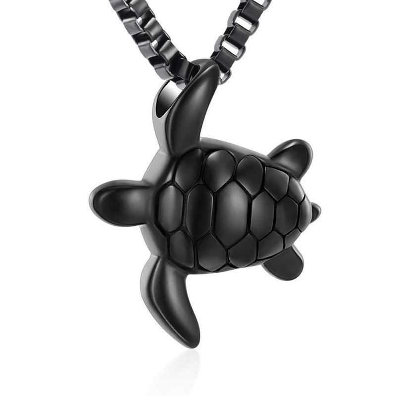 XSMZB Sea Turtle Cremation Jewelry for Ashes Stainless Steel Keepsake Memorial Urn Pendant Necklace for Pet/Human Black - PawsPlanet Australia