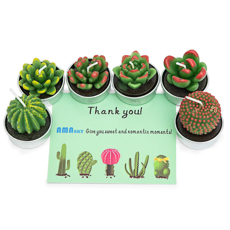 AMASKY Handmade Delicate Succulent Cactus Candles for Birthday Party Wedding Spa Home Decoration (6 Packs(2)) 6 Packs(2) - PawsPlanet Australia