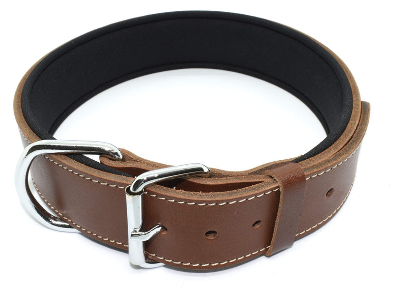 [Australia] - Tuberk Soft Padded, Genuine Leather, Luxury Durable and Strong Adjustable Dog Collar -Made in Turkey- L (20.5" - 23.5") Brown 