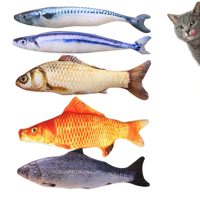 [Australia] - LeRich Catnip Toys Set Simulation Fish Shape Doll Interactive Pets Pillow Chew Bite Supplies for Cat/Kitty/Kitten Fish Flop Cat Toy Catnip Crinkle Toys 5PCS 