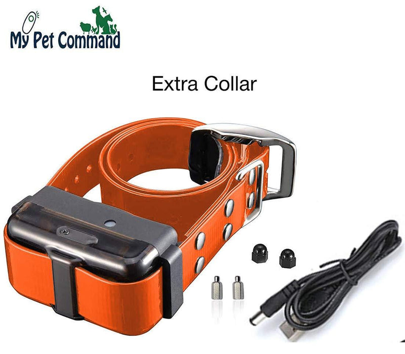 [Australia] - My Pet Command 1.25 Mile Long Range Safe Waterproof Rechargeable Dog Hunting and Training Extra Collar only with Vibrate Tone and Flashing LED Night Light add up to 3 Collars to 1 Remote Orange Strap 