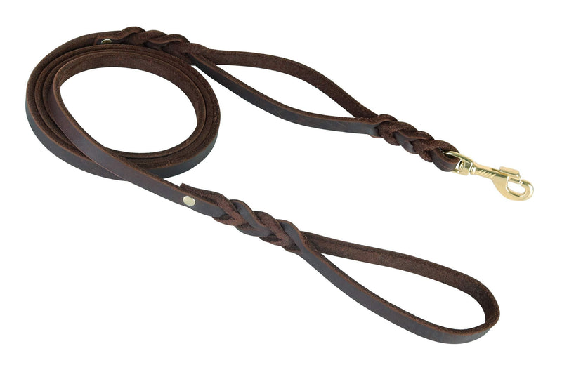 [Australia] - Full Grain Really Leather 6.5 Ft x 0.5 in Heavy Duty Dog Leash Extra Strong Dog Leash (Style-A) Style-A 