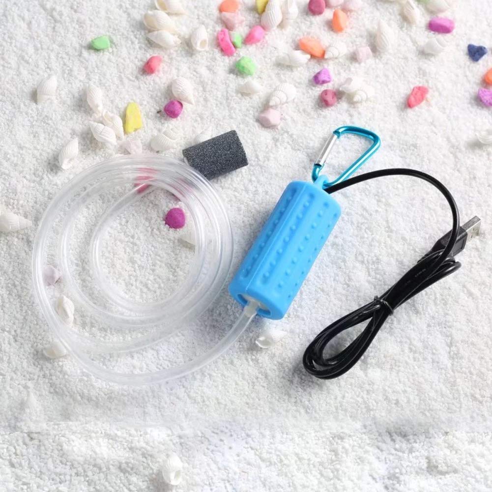 Adeeing Portable Mini USB Aquarium Fish Tank Oxygen Air Pump Mute Energy Saving Supplies Accessories Blue - PawsPlanet Australia