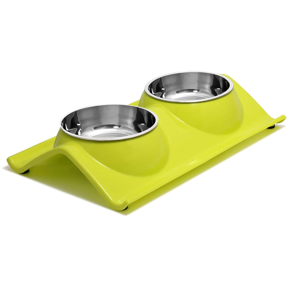 [Australia] - UPSKY Double Dog Cat Bowls Premium Stainless Steel Pet Bowls No-Spill Resin Station, Food Water Feeder Cats Small Dogs. green tea 