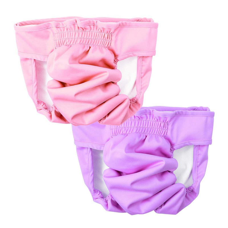 [Australia] - POPETPOP 2 Pack Dog Diapers Pants Reusable Dog Diapers Female Washable Sanitary Wraps Panties (Pink, Violet) XL 