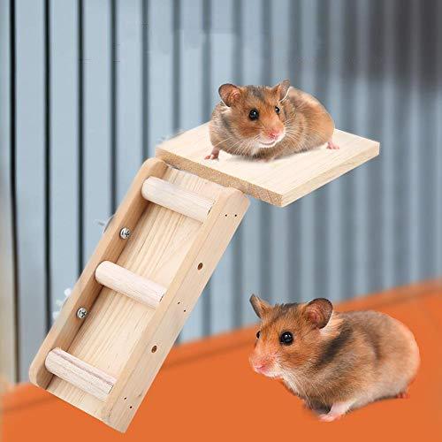 Duokon Wooden Parrot Hamster Toys Ladder Platform Set Small Animal Toys Climbing Kits for Birds Hamster Playing Rest - PawsPlanet Australia