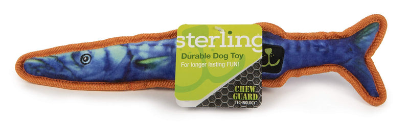 [Australia] - Sterling Plush and Durable Dog Toys with Chew Guard Technology and Squeakers Blue Small Barracuda 