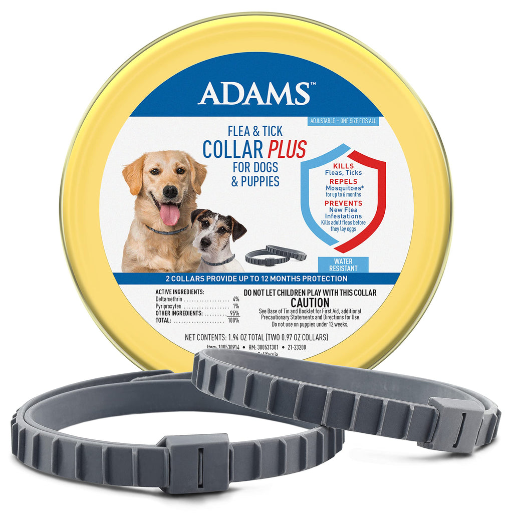 Adams Flea & Tick Collar for Dogs & Puppies, Repels Mosquitos, Adjustable - One Size Fits All Collars Only - PawsPlanet Australia