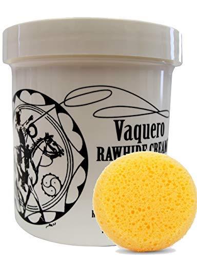 [Australia] - Ray Holes Leather Care Products Vaquero Rawhide Cream with Leathercraft Applicator Sponge Included, Ideal For Conditioning And Water-Proofing Rawhide and Other Fine and Exotic Leathers, Pint Container 