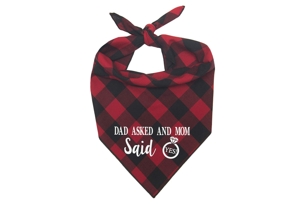 [Australia] - Willowear Dad Asked and Mom Said Yes Wedding Engagement Photos Bridal Shower Gift Puppy Dog Pet Bandanas Large Dad Asked and Mom Said Yes Red 