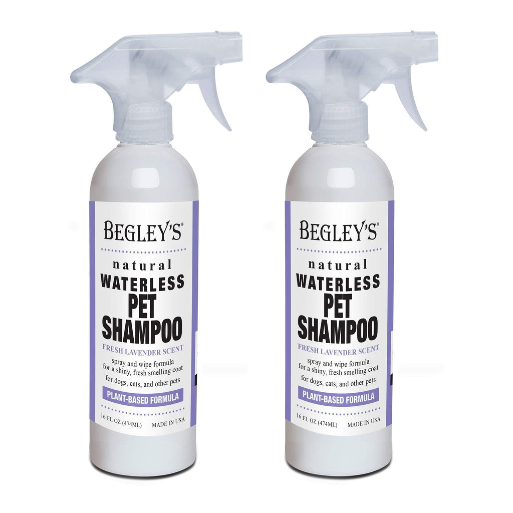 [Australia] - Begley’s Natural No Rinse Waterless Pet Shampoo, Bathless Cleaning, Deodorizing, and Odor Removal for a Shiny, Fresh Smelling Coat - Effective for Dogs, Puppies, and Cats 2-Pack Lavender 