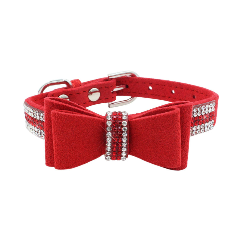 [Australia] - Newtensina Soft Bow Ties Dog Collar Cute Bow Ties Collar with Diamante for Dogs Cats X-Small Red 